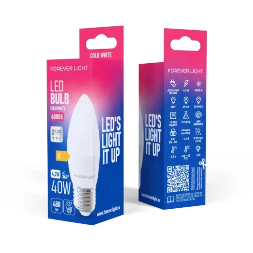 Forever Light LED Bulb E27 C37 4.2W 480lm 6000K class E Foto 6