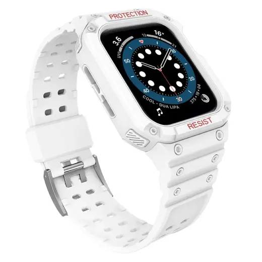 Protect Strap Band Band with Case for Apple Watch 7 | SE (41|40 | 38mm) Case Armored Watch Cover White Foto 1