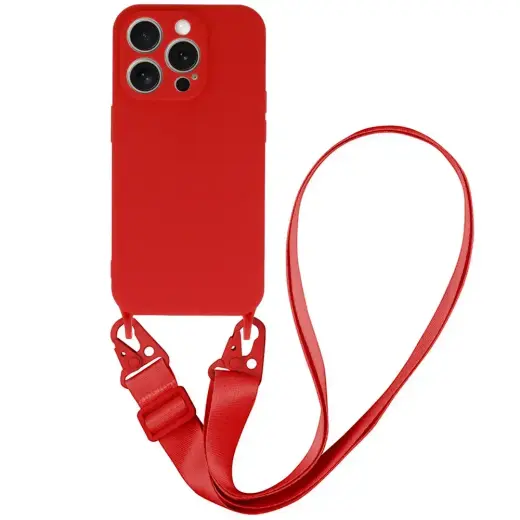 Strap Silicone phone case for iPhone 13 Pro Max red