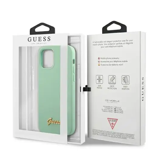 Guess GUHCP12SLSLMGGN iPhone 12 mini 5,4" zielony|green hardcase Metal Logo Script Фото num