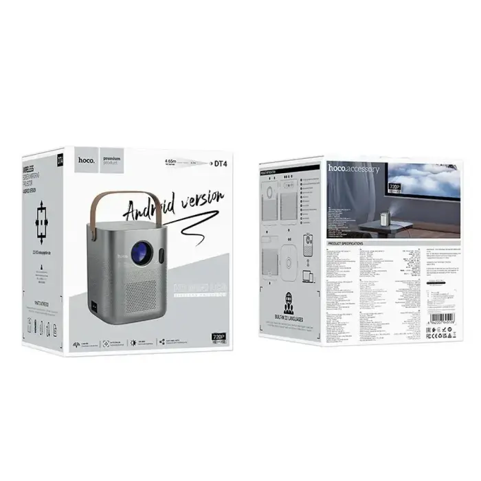 Projector HD Ready Hoco with Android software Wi-Fi Bluetooth 720P DT4 gray Photo