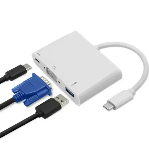 Qoltec Hub Adapter USB-C 3.1 3in1 | USB 3.0 | VGA | USB-C 3.1 PD 92W Фото num