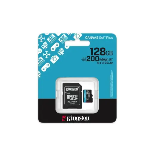 Kingston memory card 128GB microSDXC Canvas Go Plus Gen4 200MB/s A2 U3 V30 + adapter Фото num
