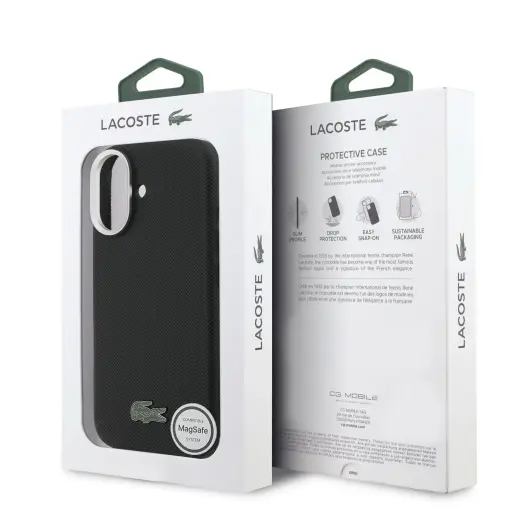 Lacoste Iconic Petit Pique Metal Logo MagSafe Case for iPhone 17 Black Foto 5