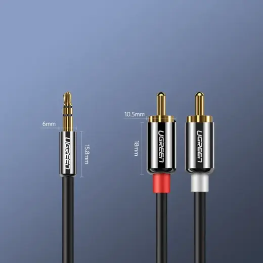 UGREEN AV116 3,5mm Jack to 2RCA (Cinch) Cable 3m (black) Photo