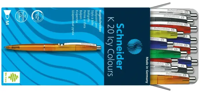 Lodīšu pildspalva SCHNEIDER ICY COLOURS K20, asorti caurspīdīgs korpuss, zila Photo