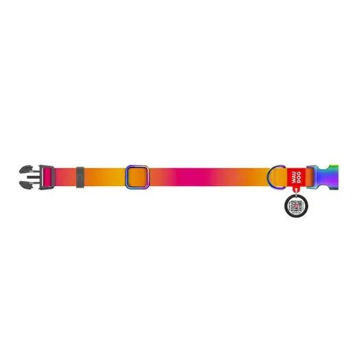 Waudog gradient nylon dog collar with QR code, orange , size L Фото num