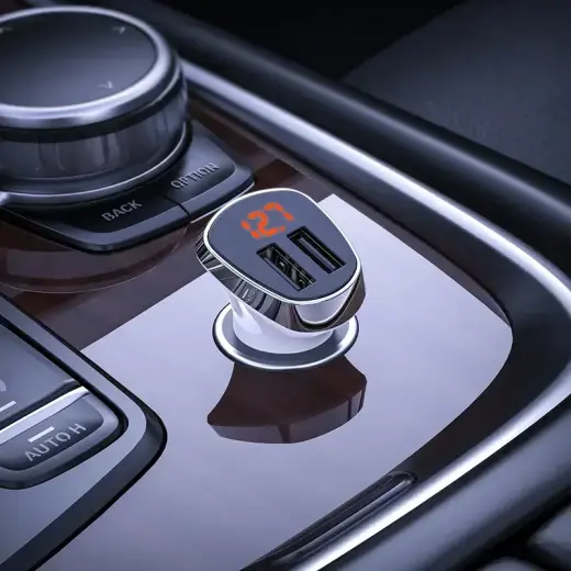 Borofone Car charger BZ15 Auspicious - 2xUSB - 2,4A with USB to MicroUSB cable white Foto 7