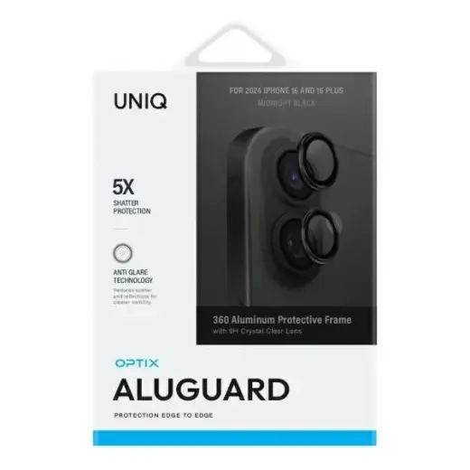 Uniq Optix Aluminum Camera Lens Protector iPhone 16 | 16 Plus with applicator - black Foto 2