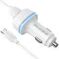 Borofone Car charger BZ14 Max - 2xUSB - 2,4A with USB to Micro USB cable white Photo