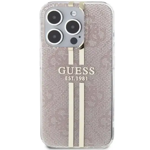 Guess IML 4G Gold Stripe case for iPhone 14 Pro Max - pink Фото num