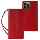 Magnet Strap grāmatveida maciņš ar statīvu telefonam iPhone 14 Plus sarkans — Foto 1