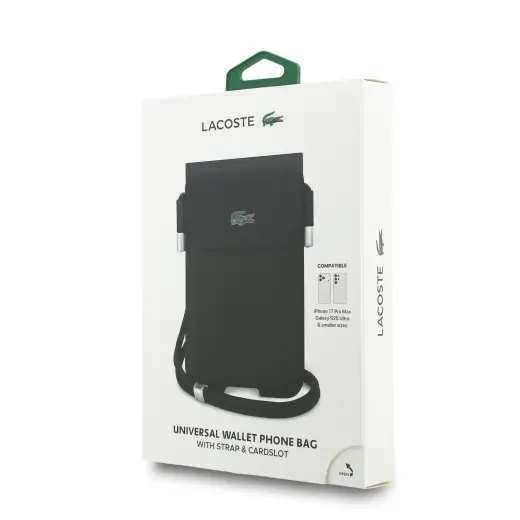 Lacoste PVC Iconic Petit Pique Metal Logo Phone Pouch XL Black Foto 3