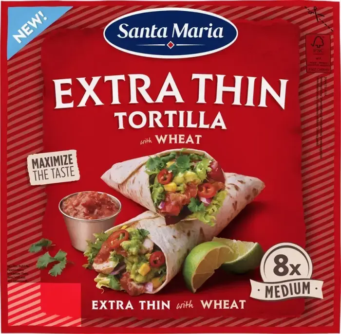 Kviešu tortilja, īpaši plāna 244g, Santa Maria