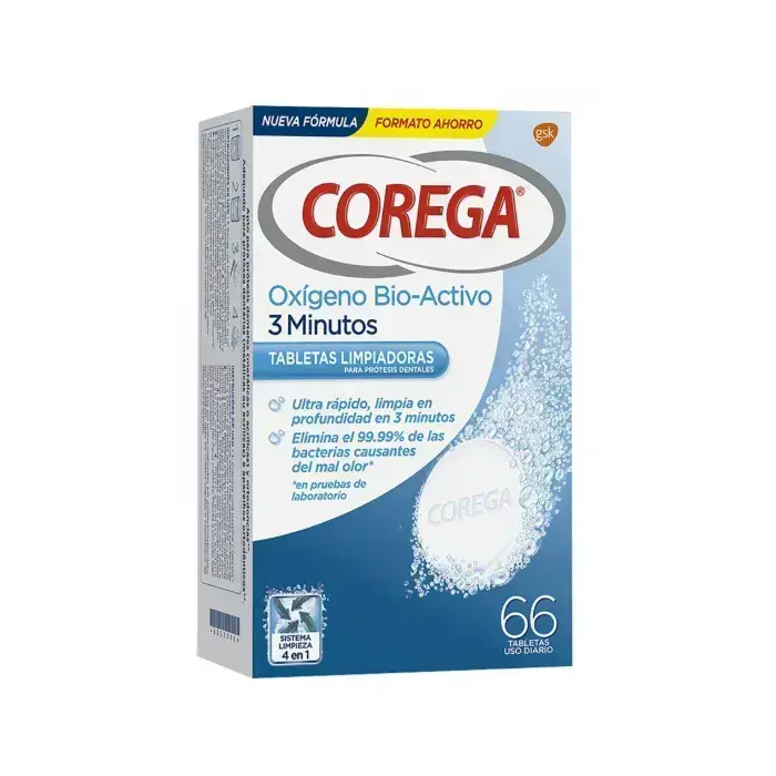 Corega Active Oxygen 3 Minutes 66 Tablets