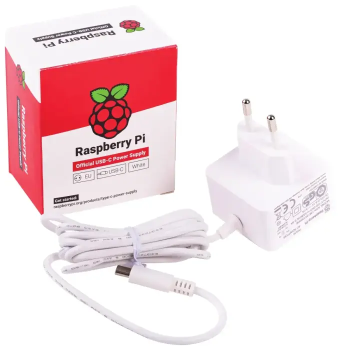 Barošanas bloks Raspberry Pi 4 Model B Official, USB-C, 5.1V, 3A, EU spraudnis, balts