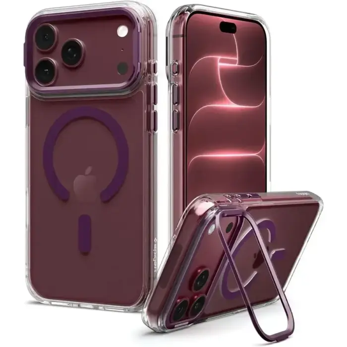 SPIGEN ULTRA HYBRID OPTIK S MAGSAFE IPHONE 17 PRO MAX / 18 PRO MAX CLEAR/BURGUNDY