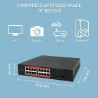 Qoltec Gigabit Ethernet SWITCH | 16x RJ45 | 2x SFP | 1000 Mb/s Foto 2
