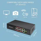 Qoltec FAST Ethernet PoE SWITCH 8x RJ45 PoE 2x RJ45 Uplink 1x SFP | 120W | 1000 Mb Foto 2