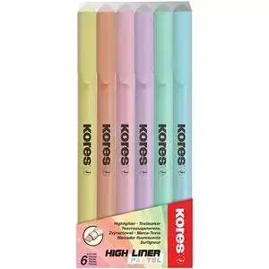Teksta marķieri KORES HIGH LINER PASTEL, komplekts - 6 krāsas Foto 2