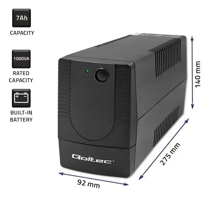 Qoltec Uninterruptible power supply UPS Line Interactive | Monolith | 1000VA | 600W Foto 4