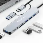 Qoltec Hub Adapter 8in1 USB-C/USB | USB-C | 4xUSB | SD/TF card | JACK 3.5mm TRRS Фото num