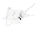 Borofone Sienas lādētājs BN15 Strong - 2xUSB - 2,1A ar USB-Micro USB kabeli, balts (bojāts iepakojums) Foto 3