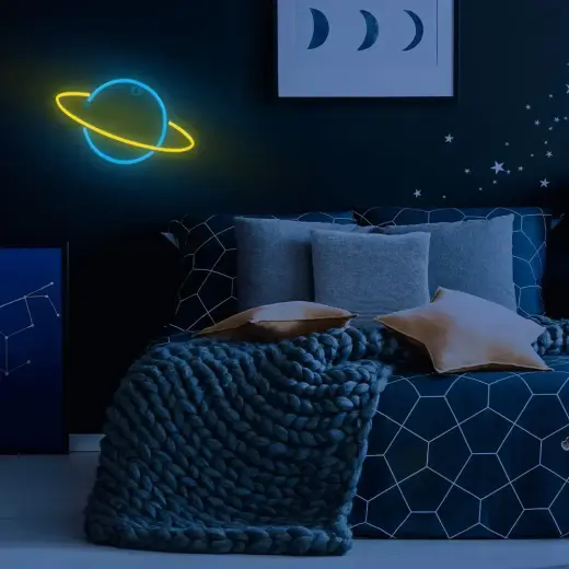 Neon LED Light SATURN yellow blue Bat + USB FLNE11 Forever Light Foto 8