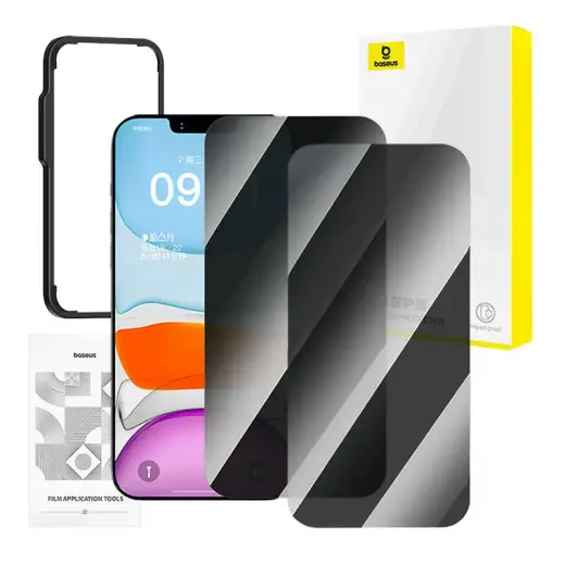 Baseus privacy tempered glass Superior HD for iP 11Pro Max|XS Max +2xcleaning kit and EasyStick Foto 5