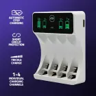 Qoltec Battery Charger for Ni-MH type R03 AAA R6 AA | LCD | USB-C cable | White  Foto 2