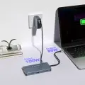 USB-C Hub 14 in 1 Wozinsky WDS03Y5S Multifunctional, Aluminum, for 3 Monitors, with 15 cm Cable - Gray Фото num