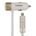 REMAX Car Charger RCC-102 - USB - 3,4A with 2 in 1 cable Micro USB, Lightning gold Foto 3