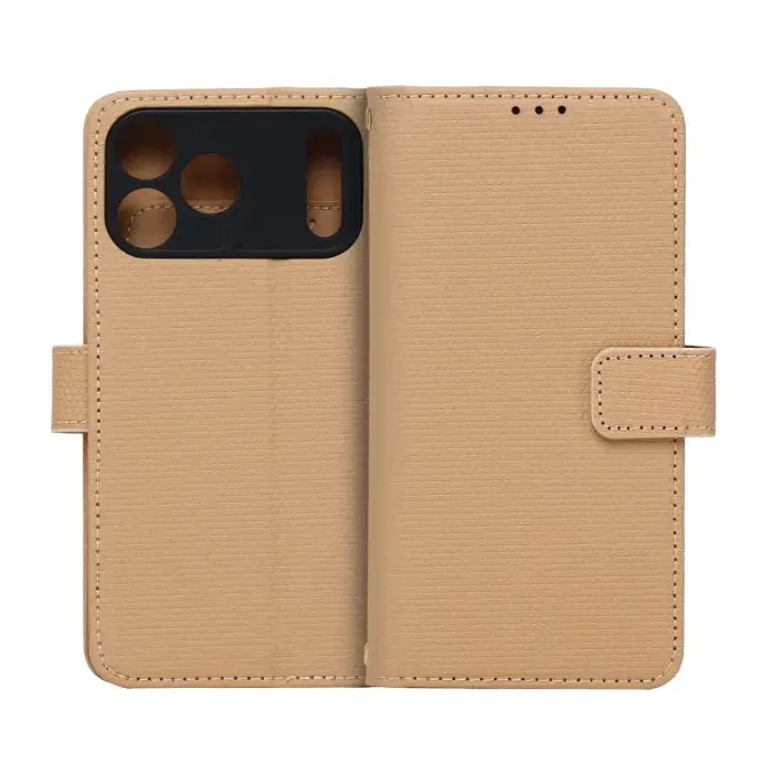 Smart Triangle book type phone case for iPhone 17 Pro Max brown