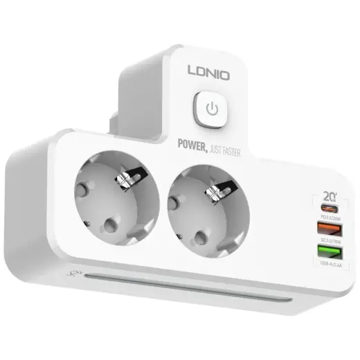 Listwa zasilająca Beline                  z podświetleniem LED 2xUSB-A|USB-C|2xAC biały Photo