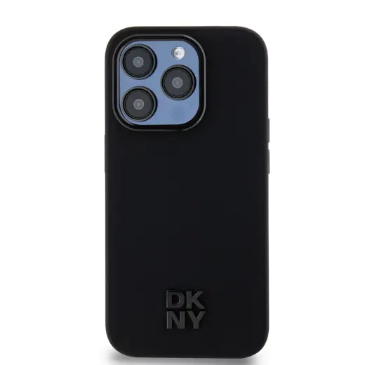 DKNY PU Leather Stack Logo Magsafe Case for iPhone 15 Pro Black