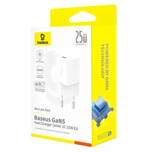 Fast Charger Baseus GaN5 mini 1C, 25W (white) Foto 6