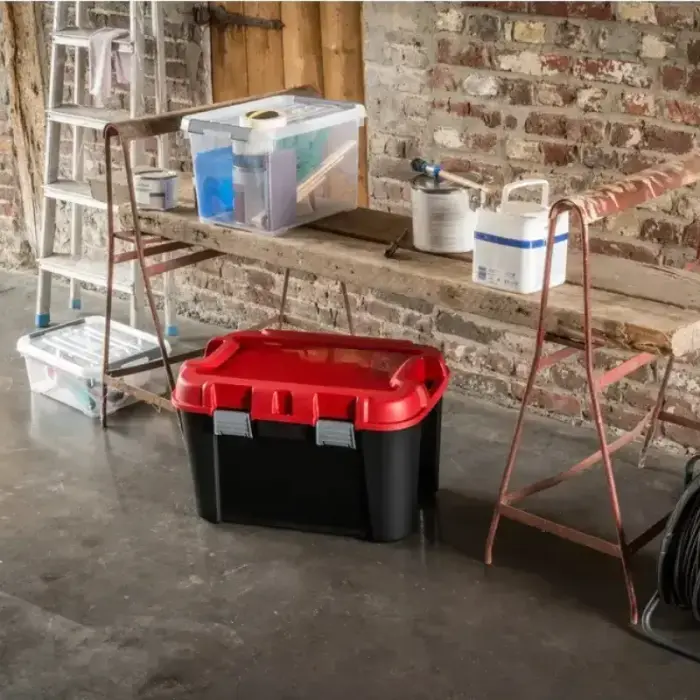 Box with lid Totem 60L 59x39.5x36cm black/red Photo