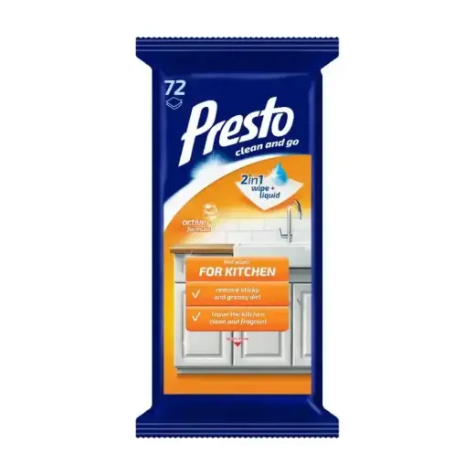 Tīrīšanas salvetes PRESTO CLEAN, virtuvei, 72gab