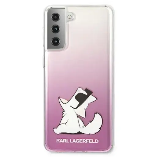 KLHCS21MCFNRCPI Karl Lagerfeld PC|TPU Choupette Eats Cover for Samsung Galaxy S21+ Gradient Pink Фото num