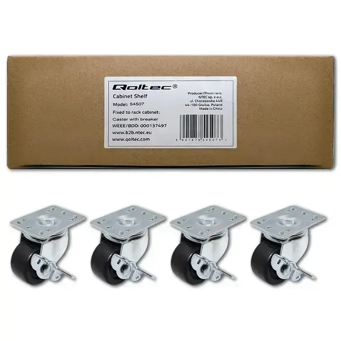 Qoltec Castors with brake for racks 19''| 4pcs. Foto 8