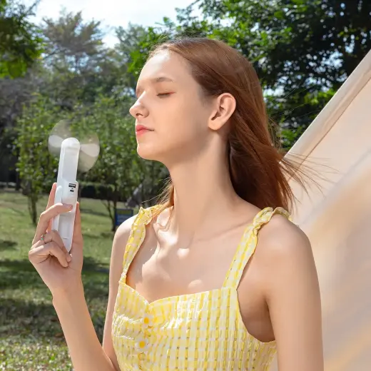 Jisulife Handheld Fan Life8 Portable USB Fan with Power Bank and Flashlight - White Фото num