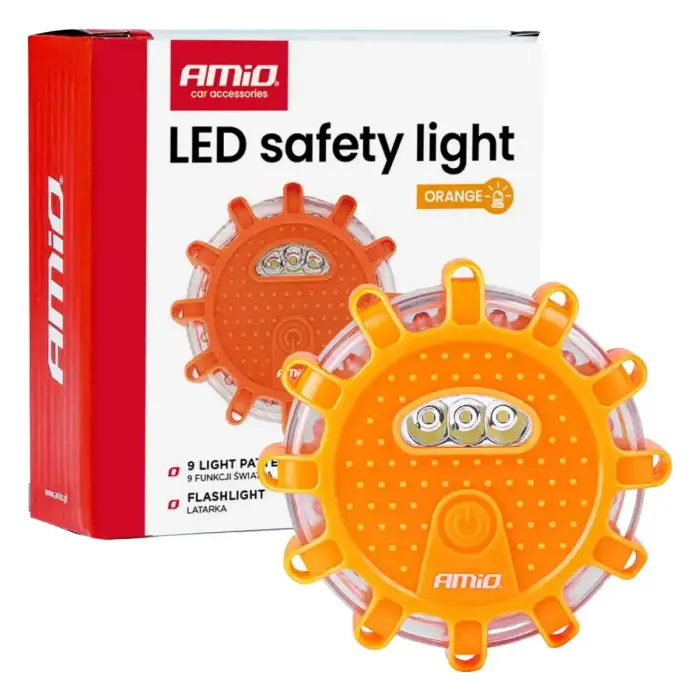 LED safety light 3xAAA IP65 12SMD + 3SMD AMIO-04828
