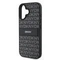 DKNY PU Leather Repeat Pattern Tonal Stripe Case for iPhone 16 Plus Black — Foto 3
