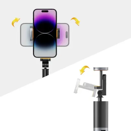 Tech-Protect L08S Bluetooth selfie stick with remote control, tripod up to 141cm - black Фото num