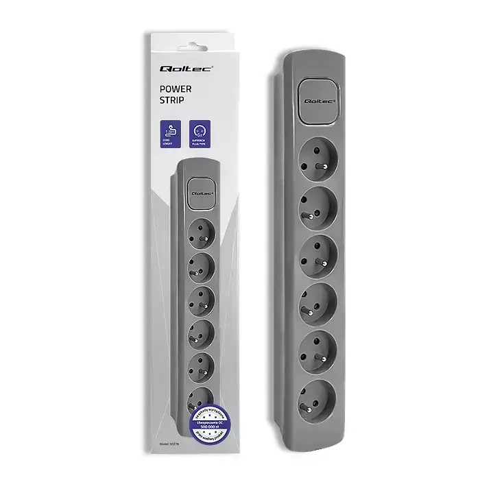Qoltec Power strip | 6 sockets | 1.8m | Grey