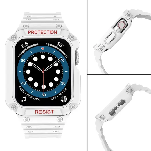 Protect Strap Band Band with Case for Apple Watch 7 | SE (41|40 | 38mm) Case Armored Watch Cover White Foto 4