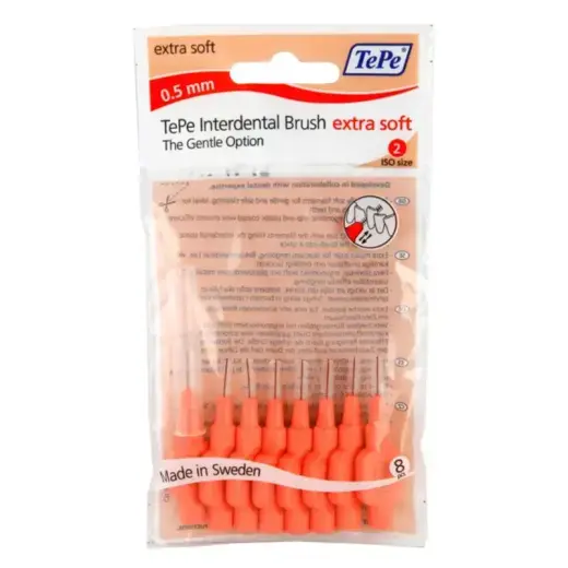 TePe Interdental Brush Extra Soft  Supersoft Dental Brush for Teeth Cleaning  Pack of 8  0.5 Mm  Extra-Small/Small Gaps  Red  Size 2 Foto 2