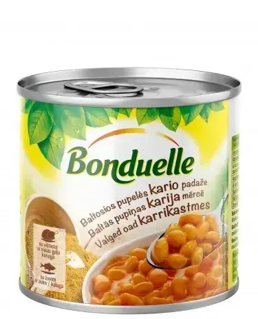 Baltās pupiņas karija mērcē Bonduelle, 430g