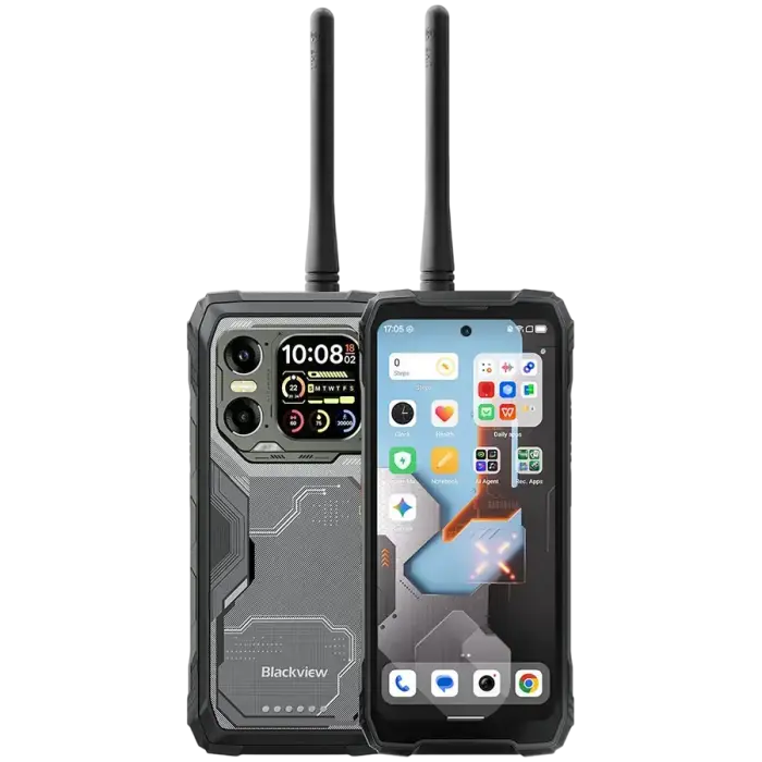 Blackview XPLORE 1 Walkie-talkie 22km 5G Rugged Phone 6.78-inch FHD 2460x1080 120Hz+2.01-inch 296x240 12+256GB MTK Dimensity 7050 octa-core 2.4Ghz Cam 50+64MP+20MP Night Vision 20000mAh NFC Gorilla Glass 5 Android 15 MIL-STD Black