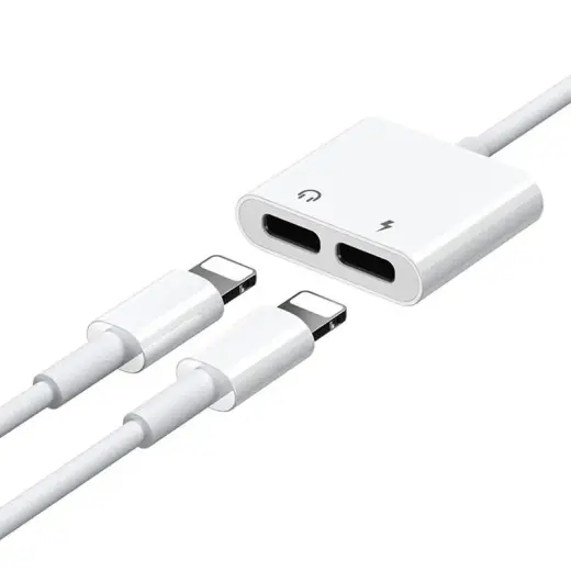 Joyroom S-Y104 lightning - 2x lightning адаптер для наушников аудио и зарядки белый Фото num